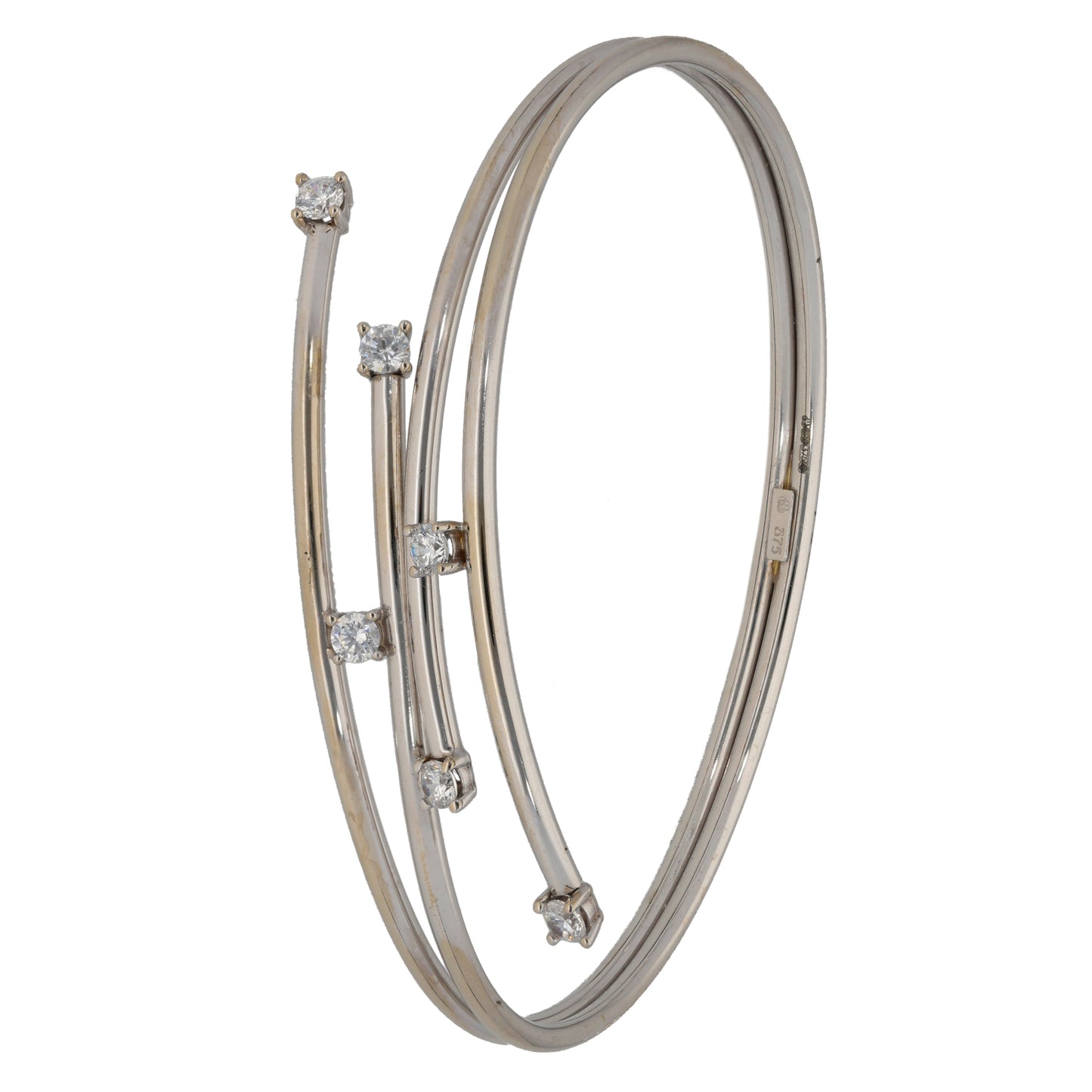 9ct White Gold Cubic Zirconia Alternative Bangle