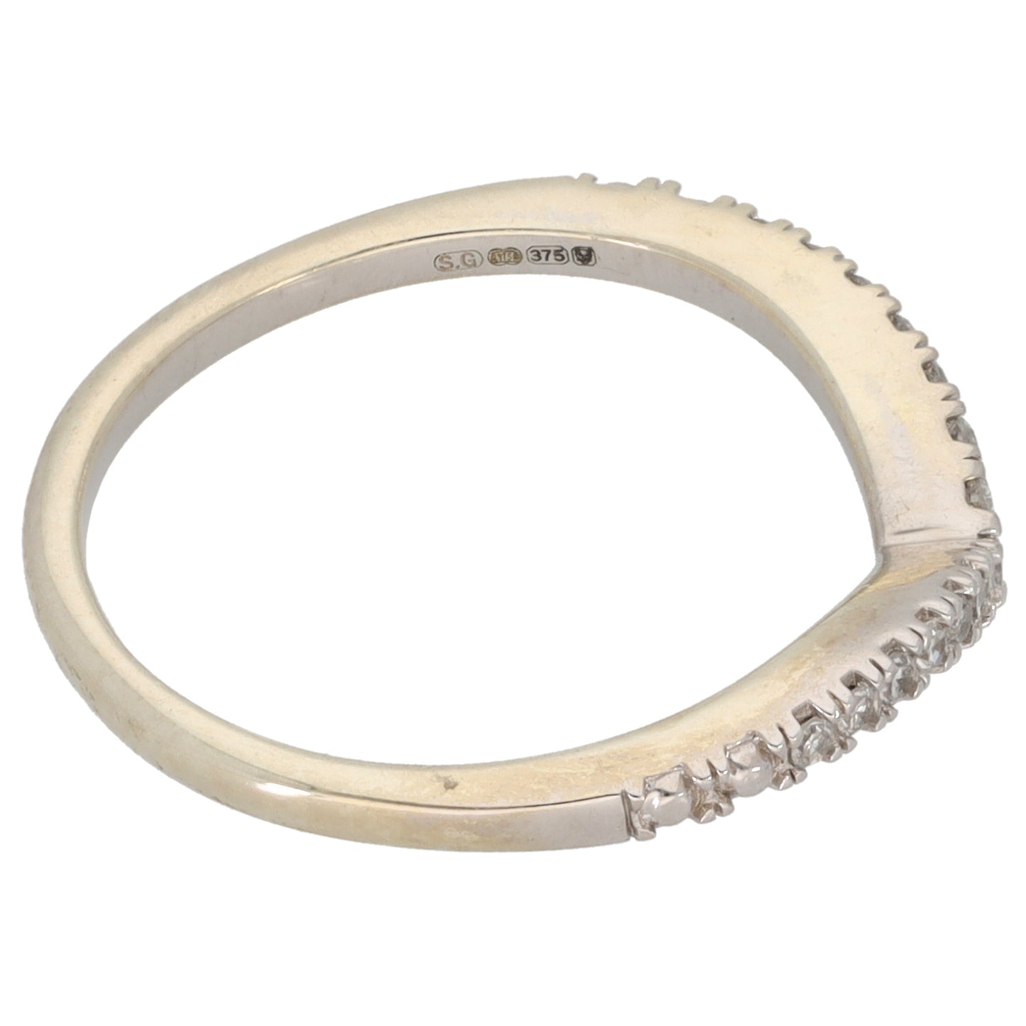 9ct White Gold 0.10ct Diamond Wishbone Ring Size L