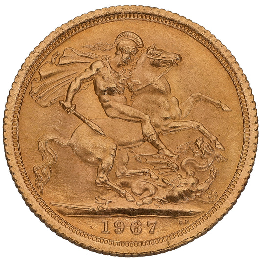 22ct Gold Queen Elizabeth II Full Sovereign Coin 1967