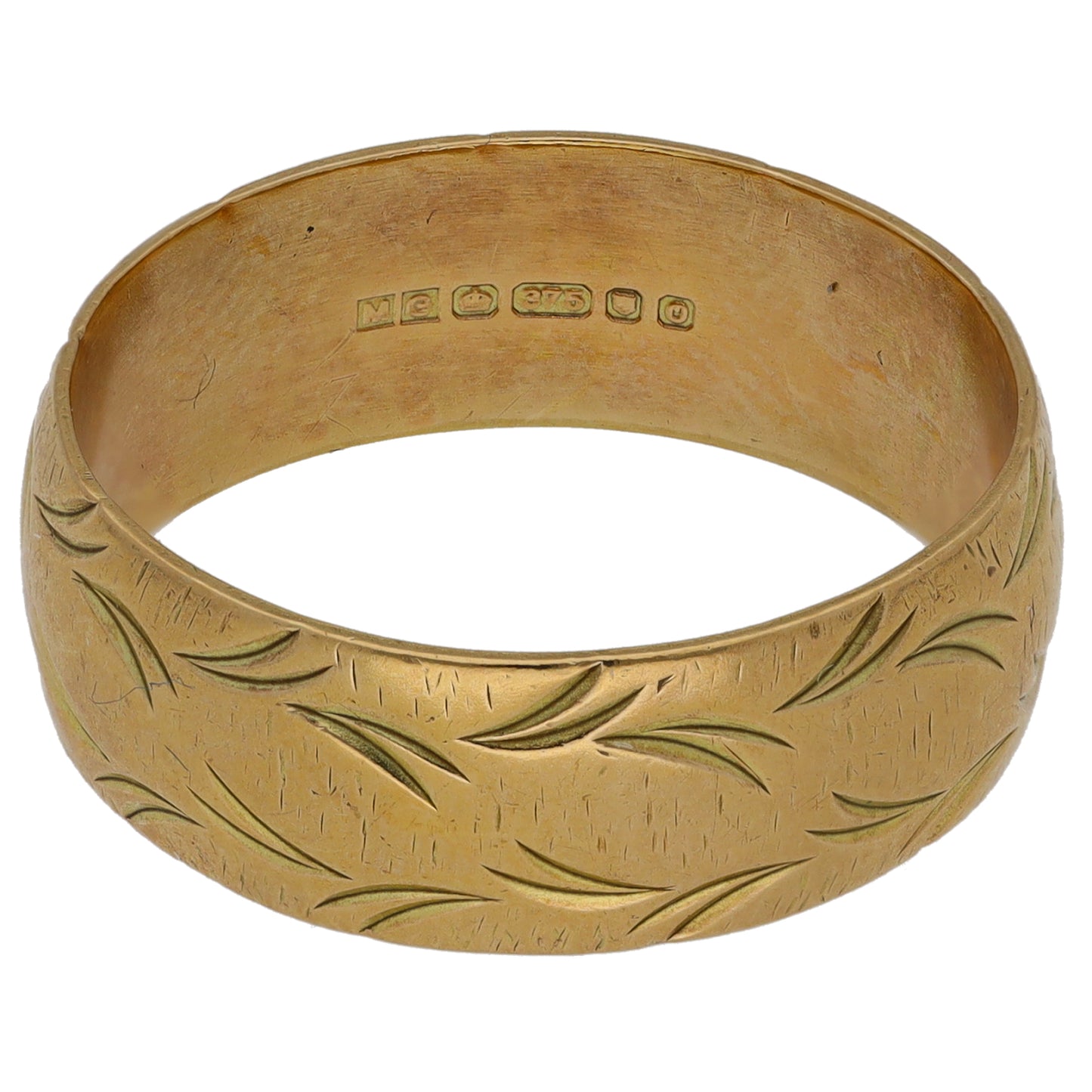 9ct Gold Patterned Wedding Ring Size V