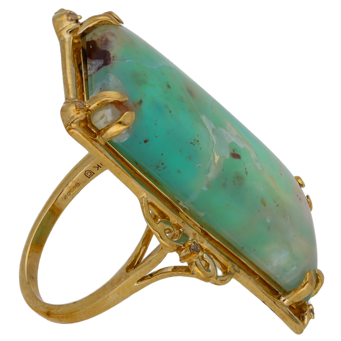 9ct Gold Aquaprase & 0.03ct Diamond Dress/Cocktail Ring Size N