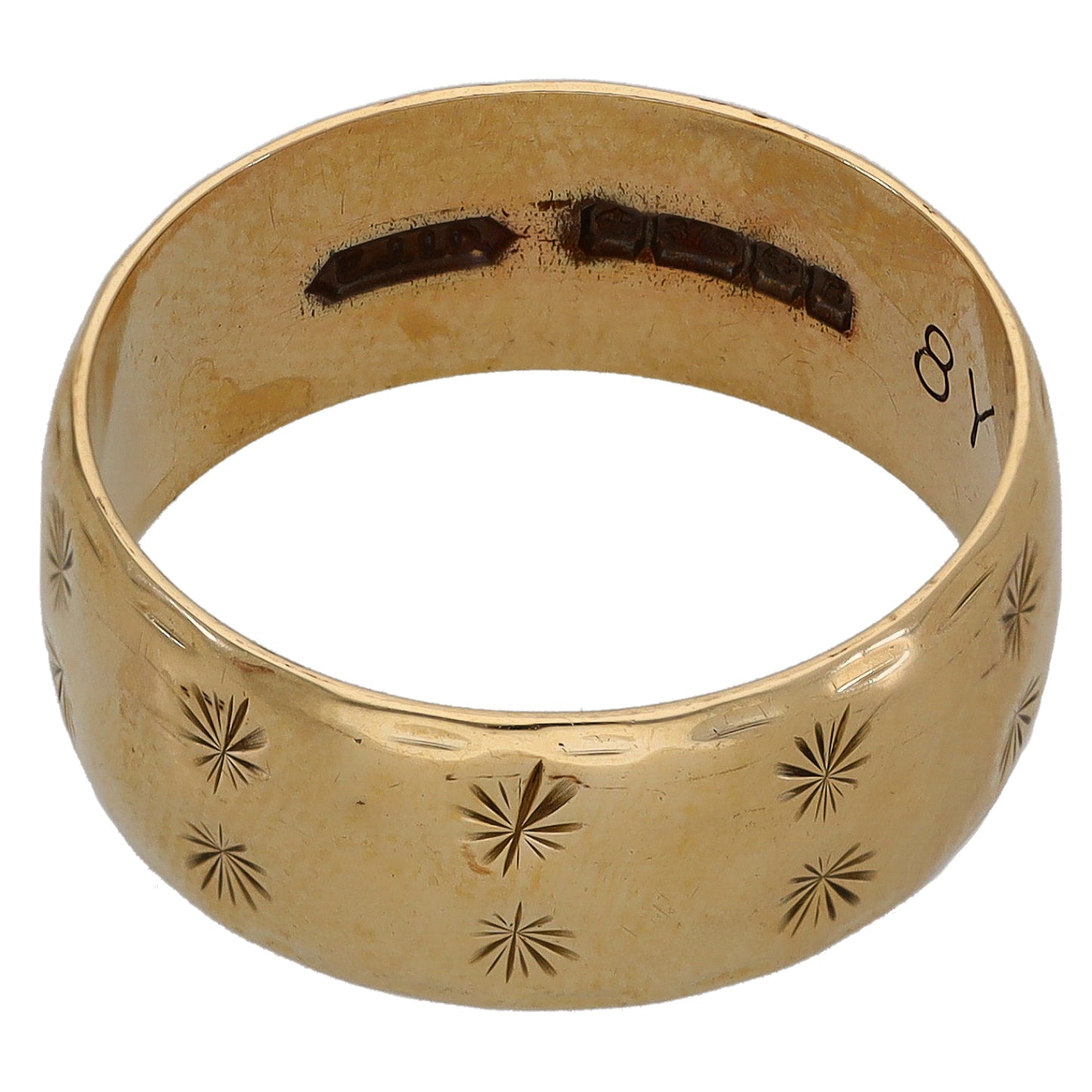 9ct Gold Patterned Wedding Ring Size P