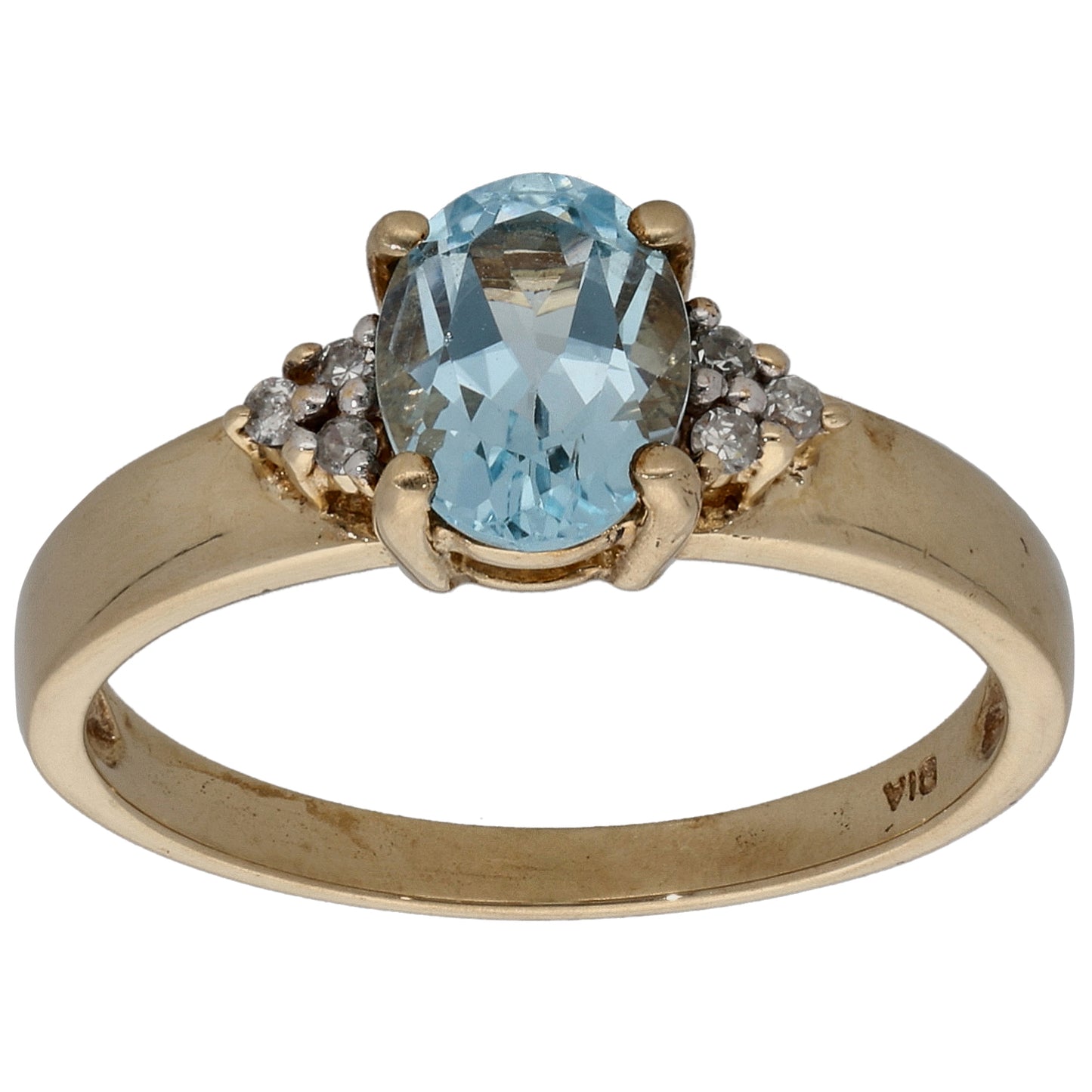 9ct Gold Topaz & 0.06ct Diamond Single Stone Ring with Accent Stones Size P