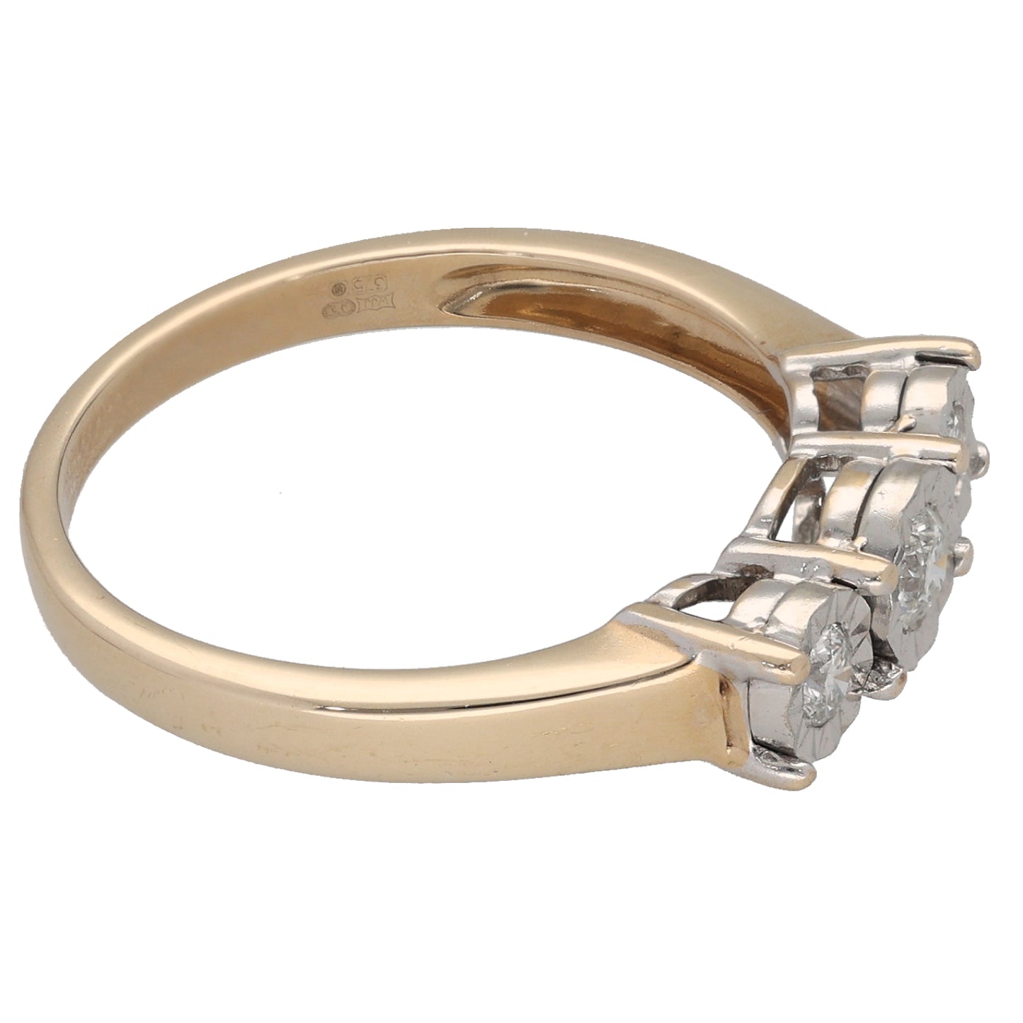 9ct Gold 0.21ct Diamond Trilogy Ring Size Q