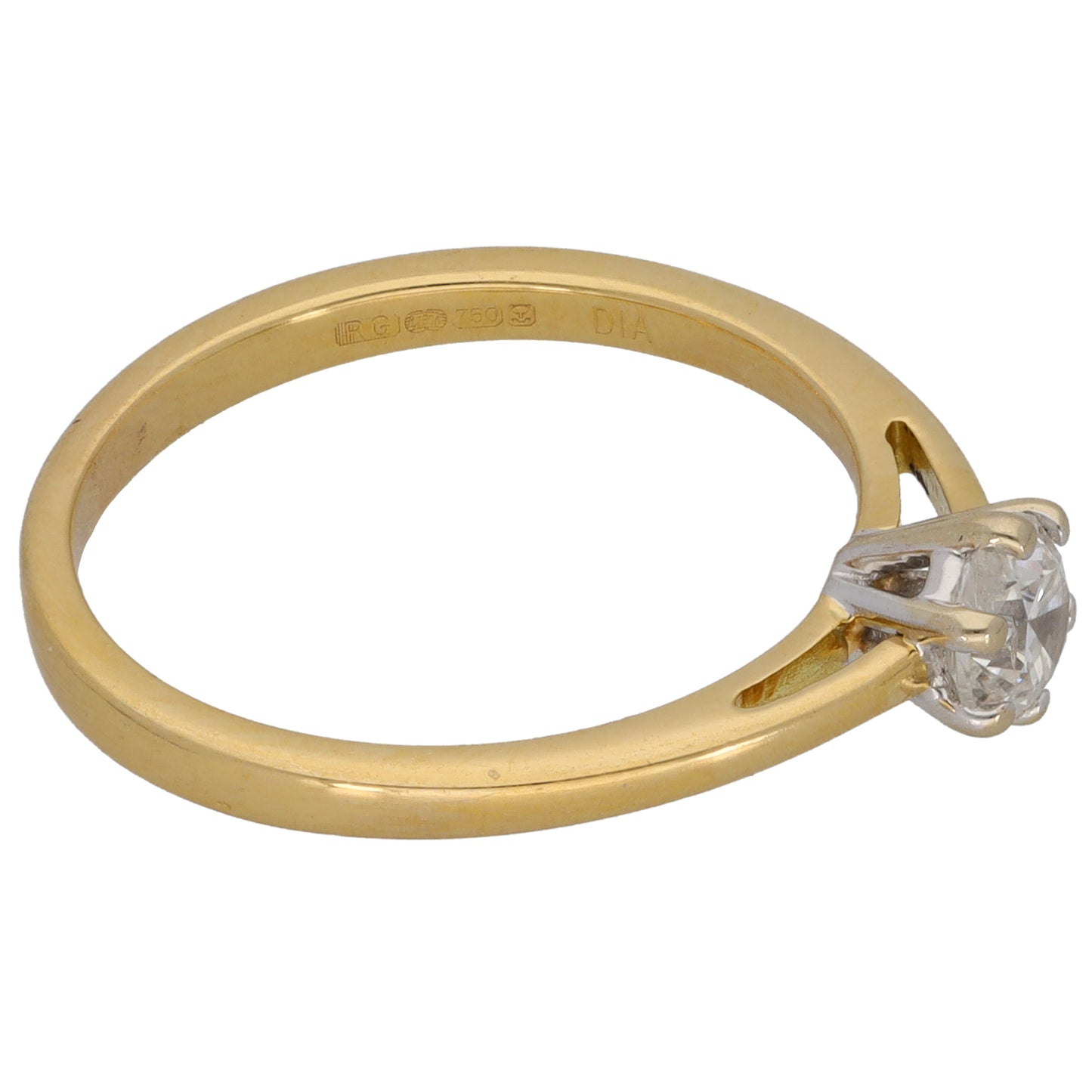 18ct Gold 0.50ct Diamond Solitaire Ring Size O