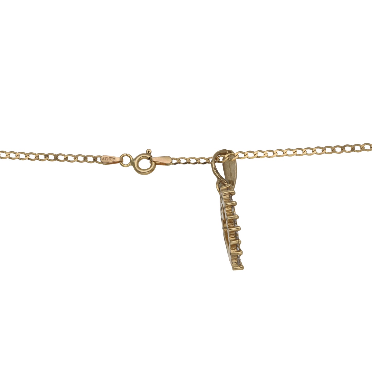 9ct Gold Cubic Zirconia Heart Pendant With Chain