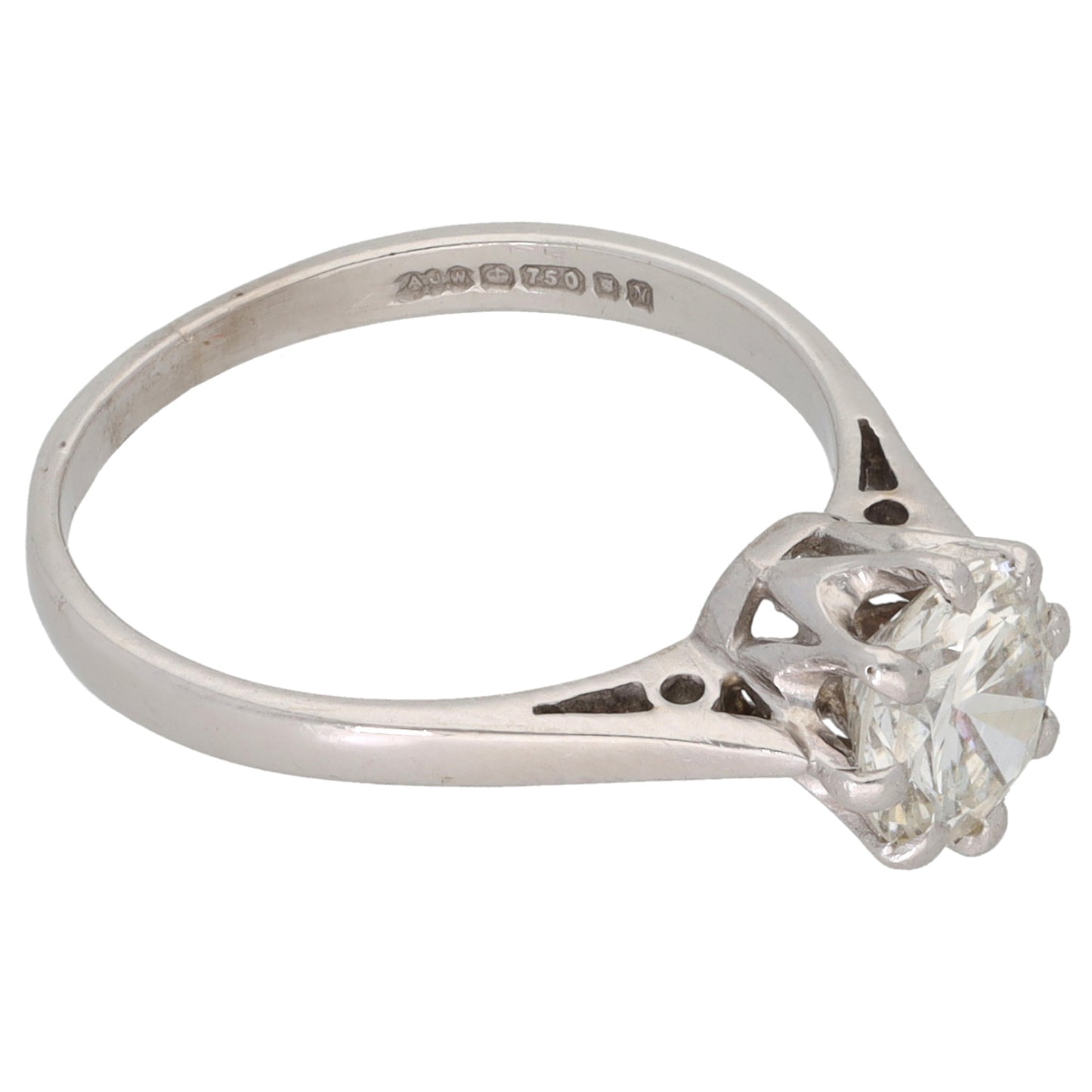 18ct White Gold 0.92ct Diamond Solitaire Ring Size L