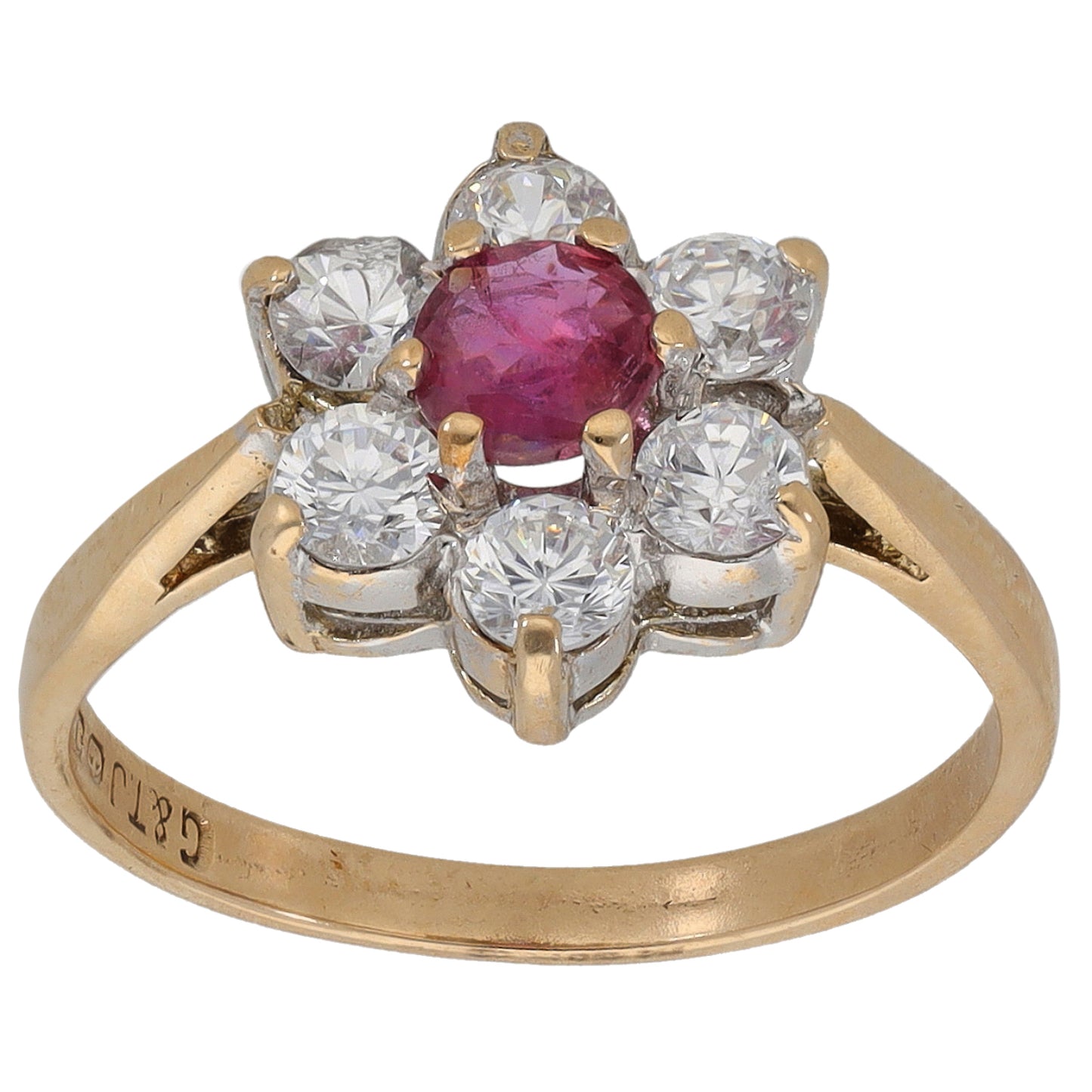 9ct Gold Ruby & Cubic Zirconia Dress/Cocktail Ring Size K