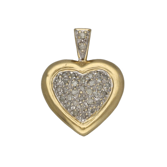 9ct Gold 0.165ct Diamond Heart Pendant