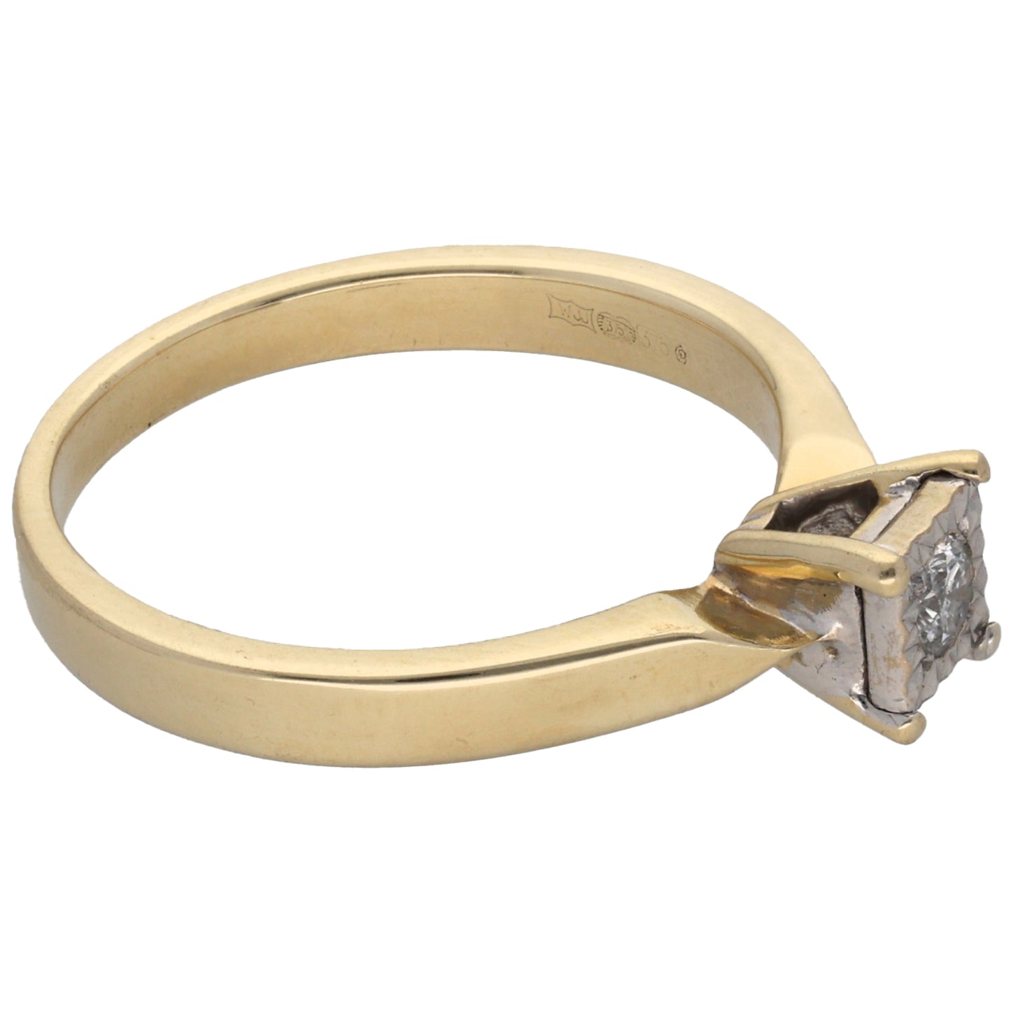 9ct Gold 0.10ct Diamond Solitaire Ring Size P