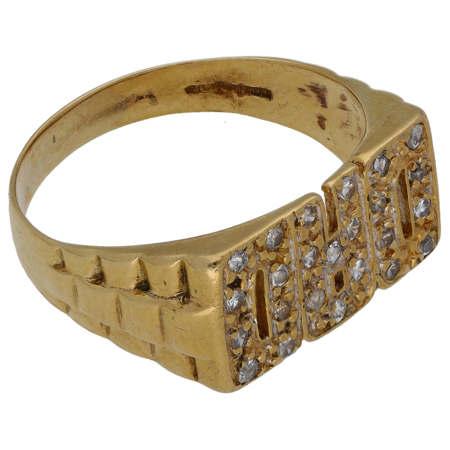 9ct Gold Cubic Zirconia Dad Ring Size Y