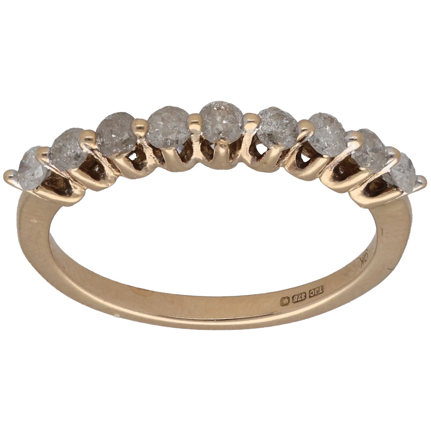 9ct Gold 0.45ct Diamond Half Eternity Ring Size L