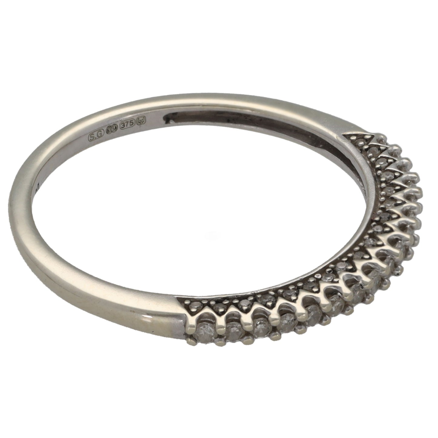 9ct White Gold 0.20ct Diamond Half Eternity Ring Size N
