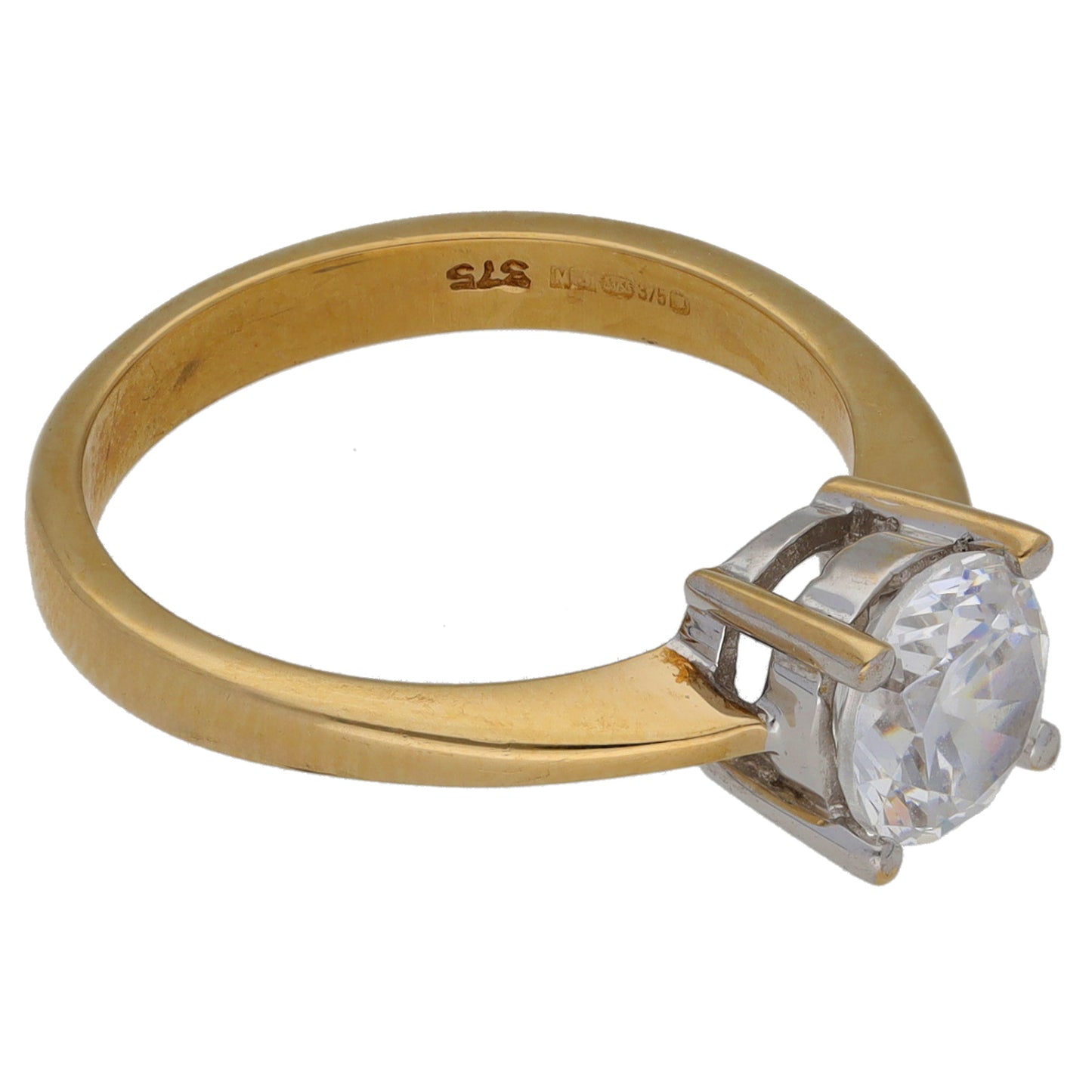9ct Gold Cubic Zirconia Single Stone Ring Size M