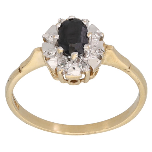 9ct Gold Sapphire & Cubic Zirconia Dress/Cocktail Ring Size N