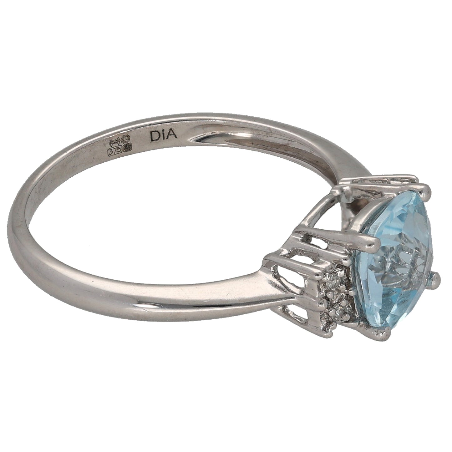9ct White Gold Topaz & 0.08ct Diamond Dress/Cocktail Ring Size N