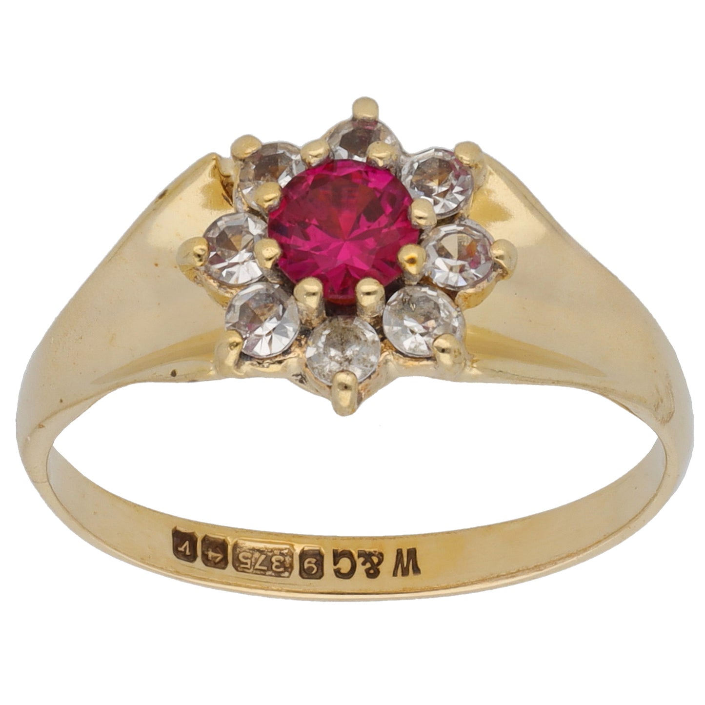 9ct Gold Imitation Gems Cluster Ring Size O