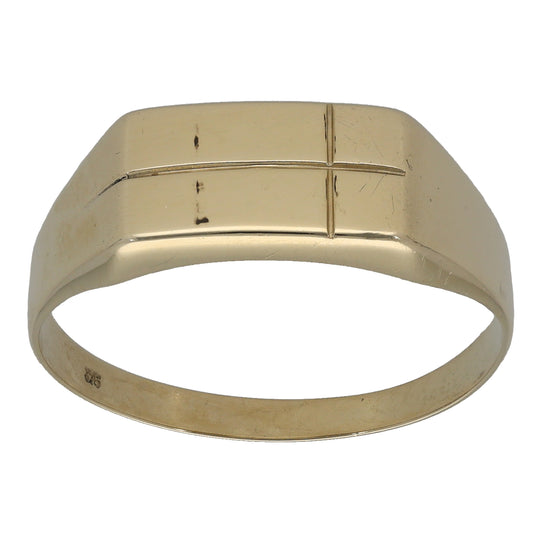 9ct Gold Patterned Signet Ring Size Y