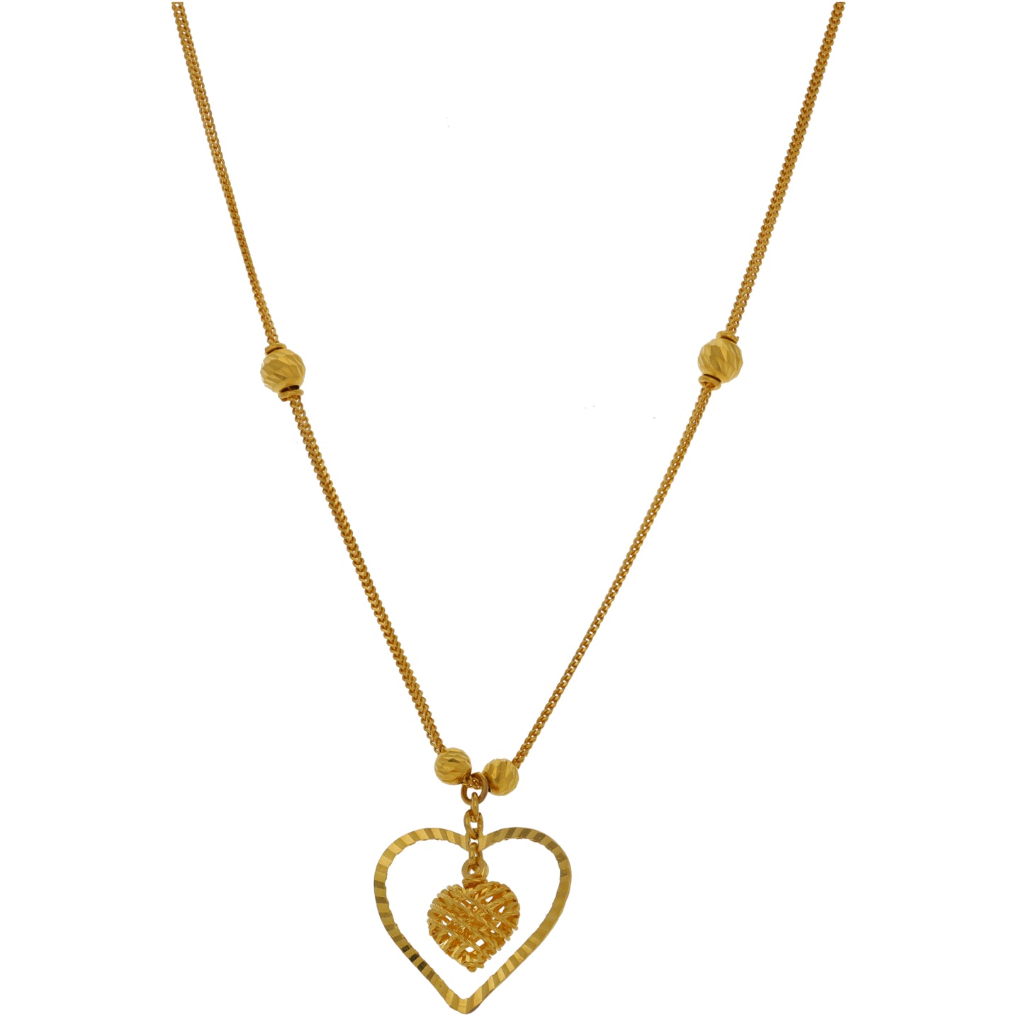 22ct Gold Heart Pendant With Chain