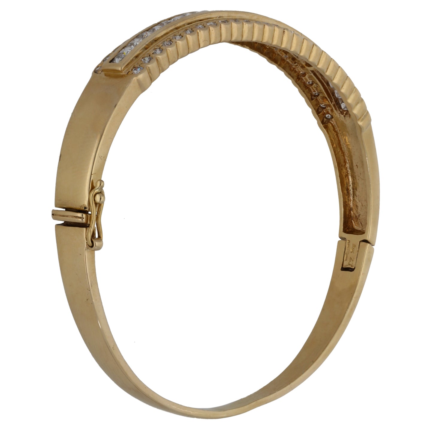 9ct Gold Cubic Zirconia Hinged/Clasp Bangle