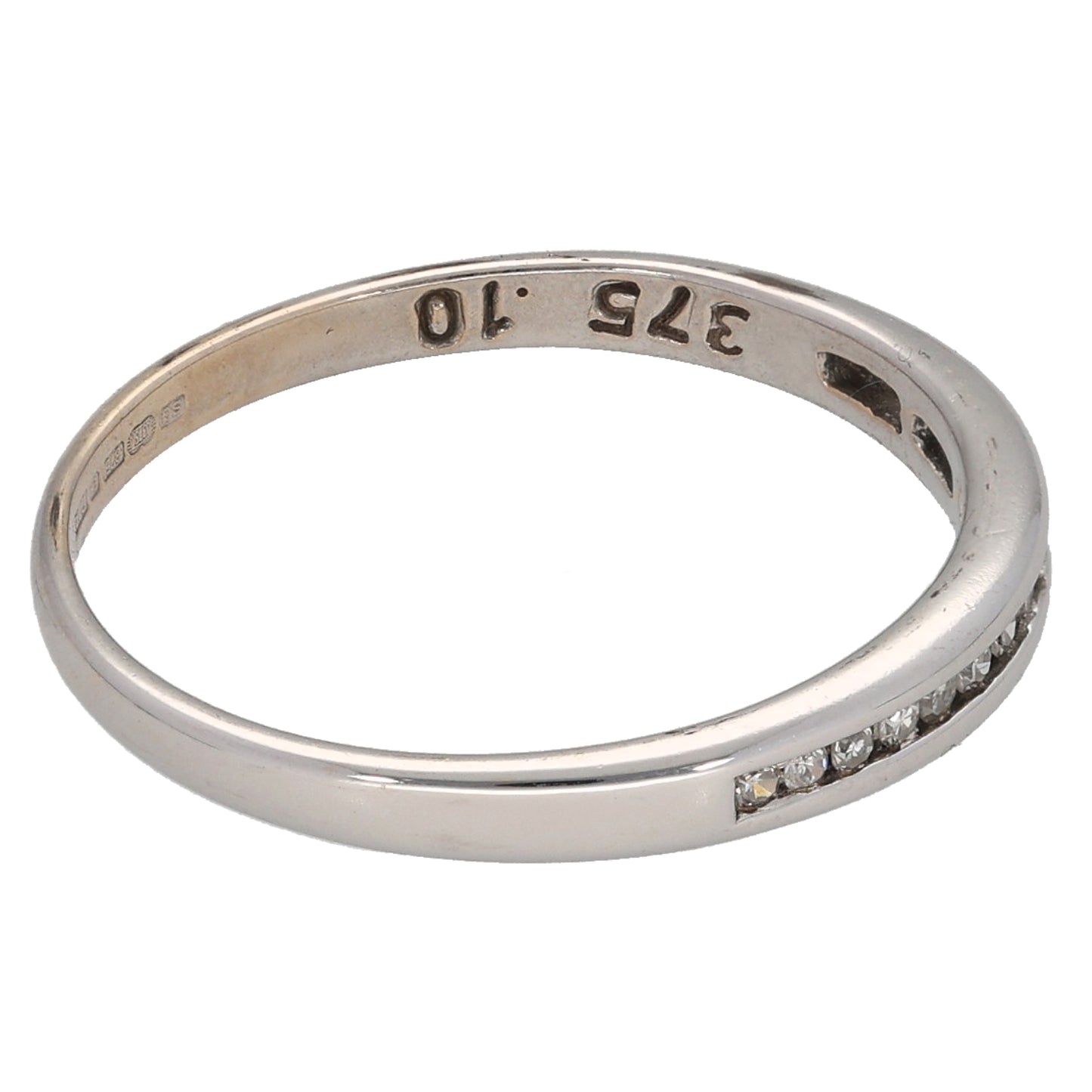 9ct White Gold 0.10ct Diamond Half Eternity Ring Size M