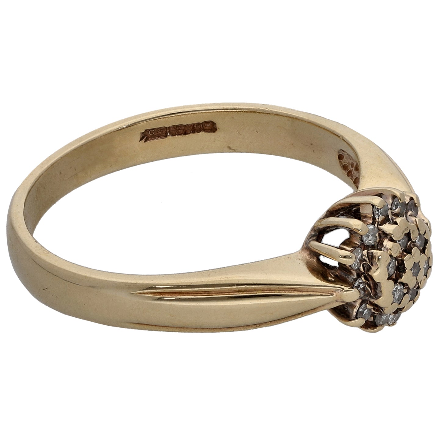 9ct Gold 0.10ct Diamond Cluster Ring Size P