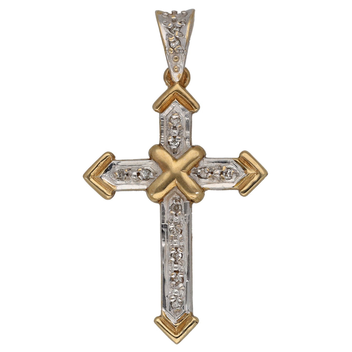9ct Gold 0.065ct Diamond Cross Pendant
