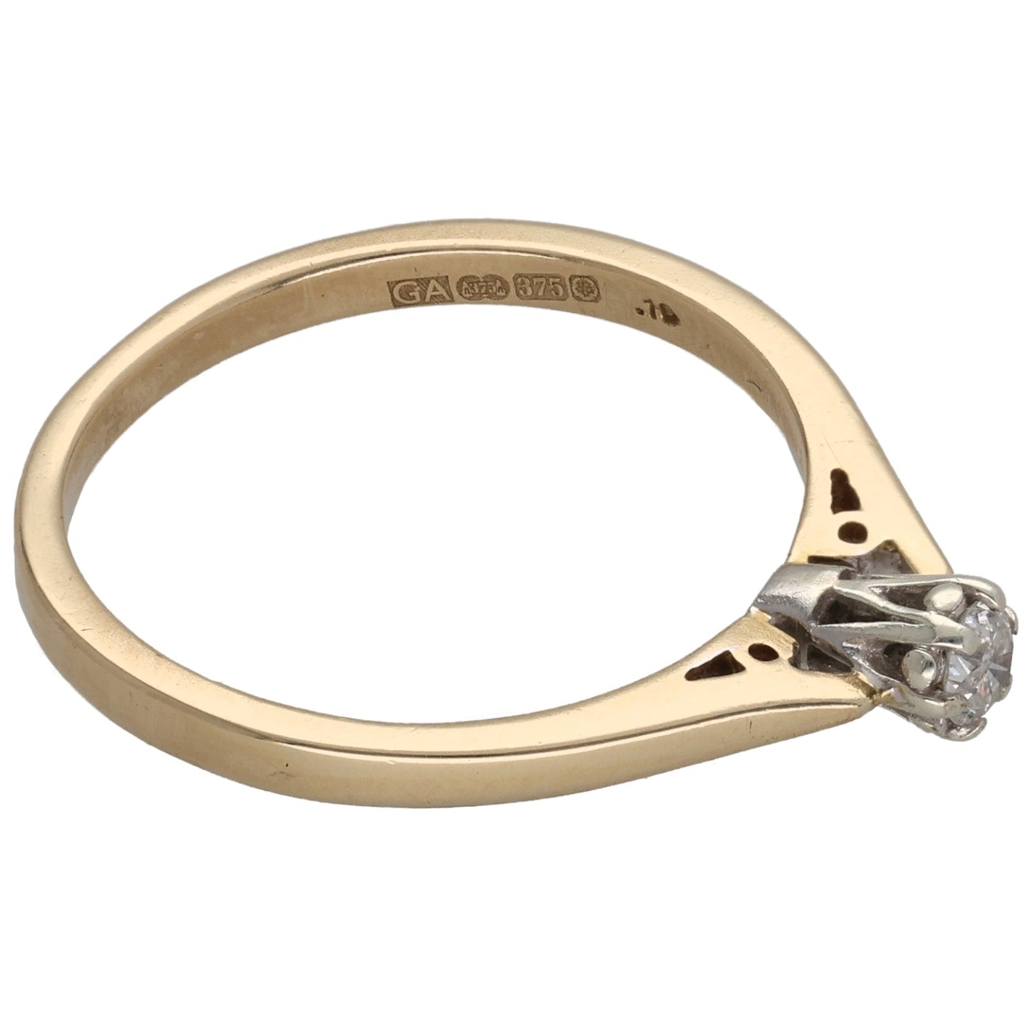 9ct Gold 0.10ct Diamond Solitaire Ring Size O