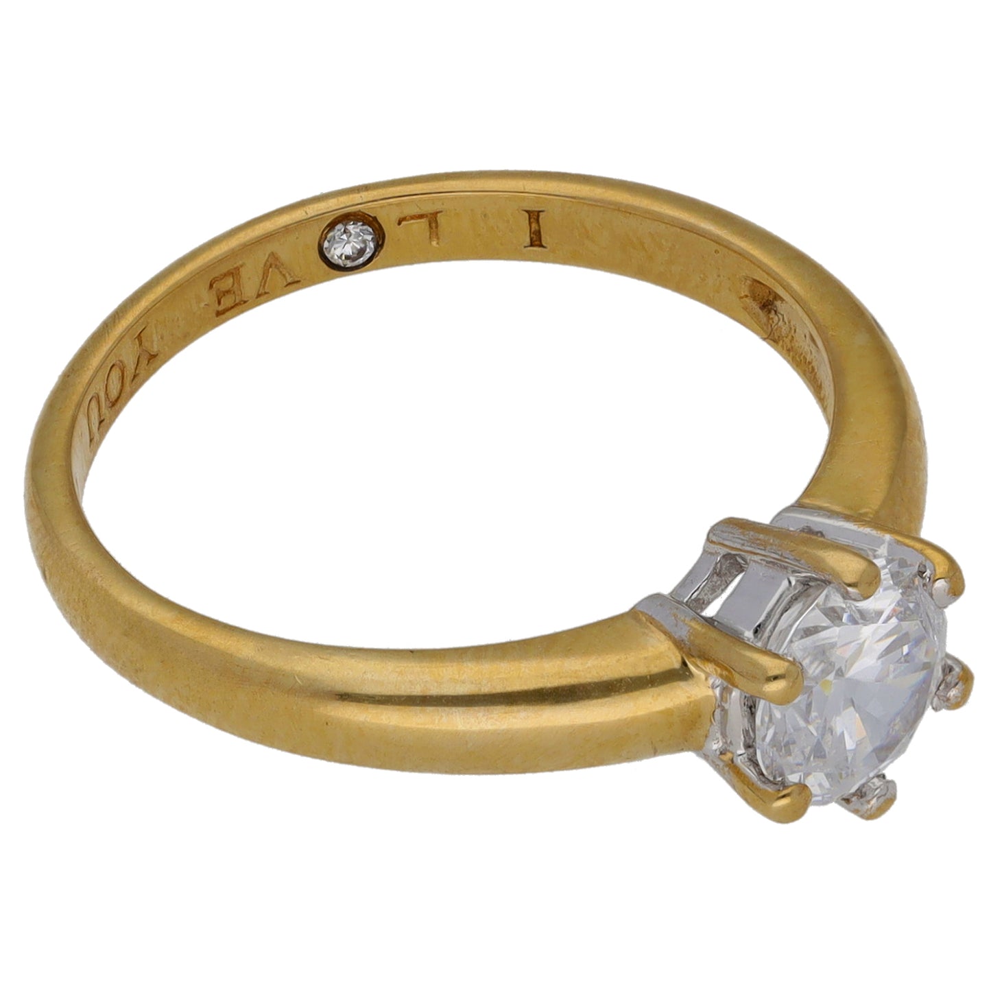 9ct Gold Cubic Zirconia Solitaire Ring Size N