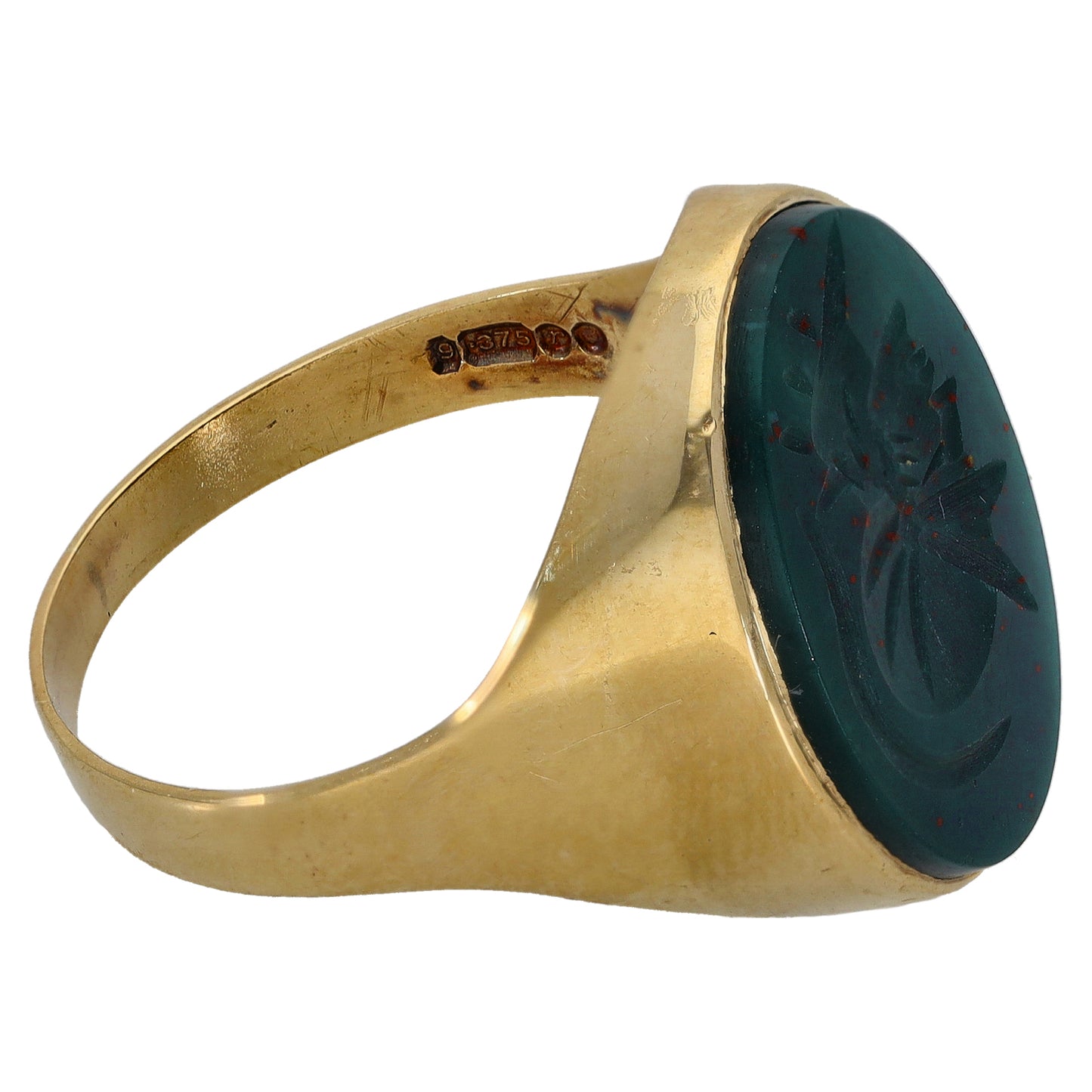9ct Gold Bloodstone Signet Ring Size U