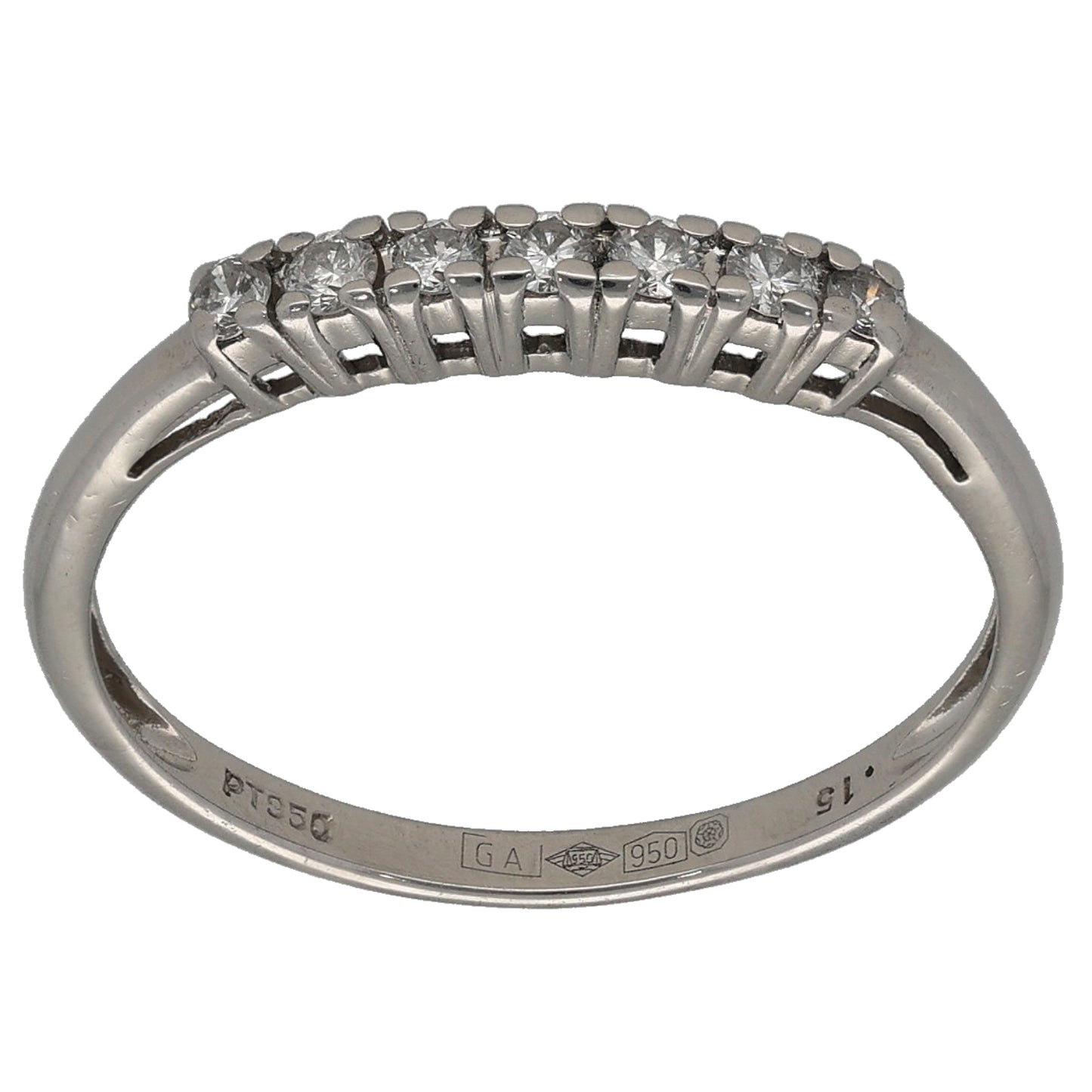 Platinum 0.15ct Diamond Half Eternity Ring Size P