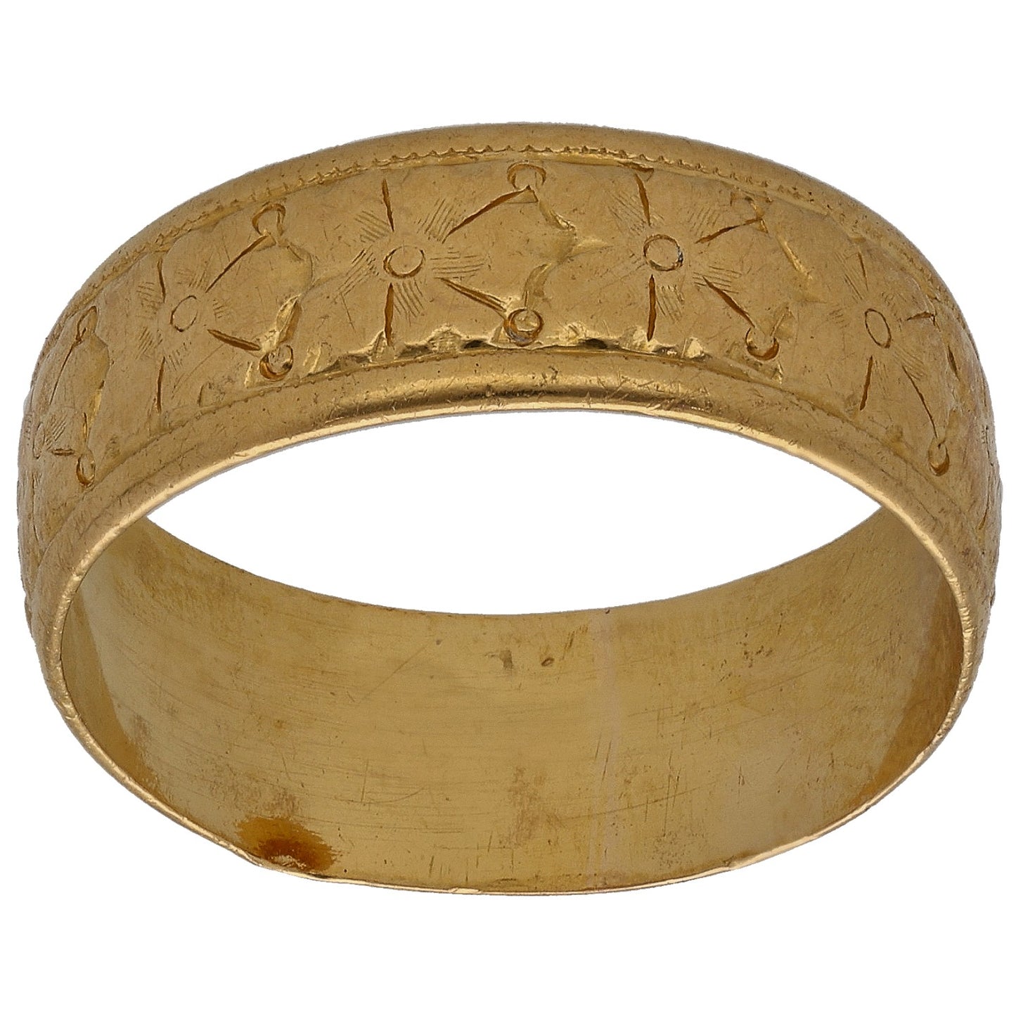 22ct Gold Patterned Wedding Ring Size S