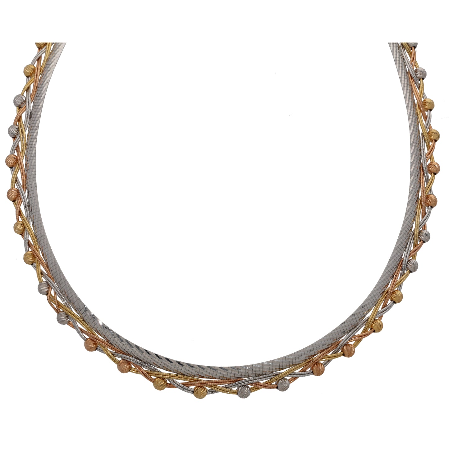 14ct Bicolour Gold Necklace, Earrings & Bracelet Jewellery Set