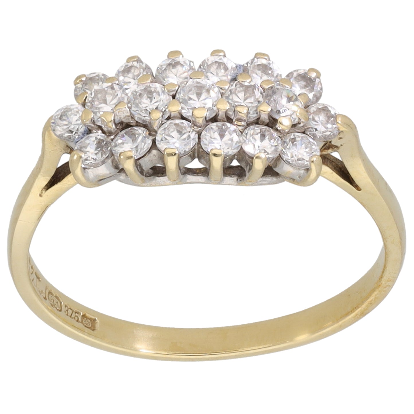 9ct Gold Cubic Zirconia Dress/Cocktail Ring Size N