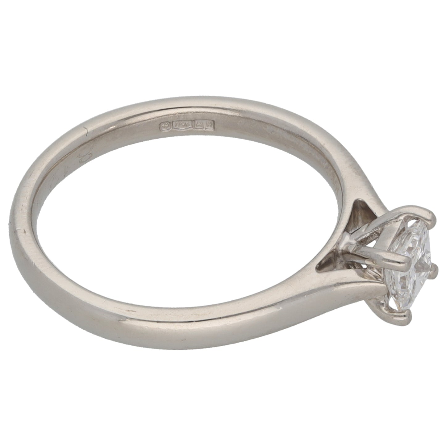 Platinum 0.33ct Square Diamond Solitaire Ring Size L