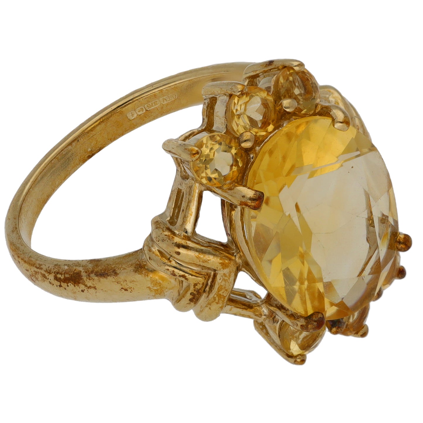 9ct Gold Citrine Single Stone Ring Size N