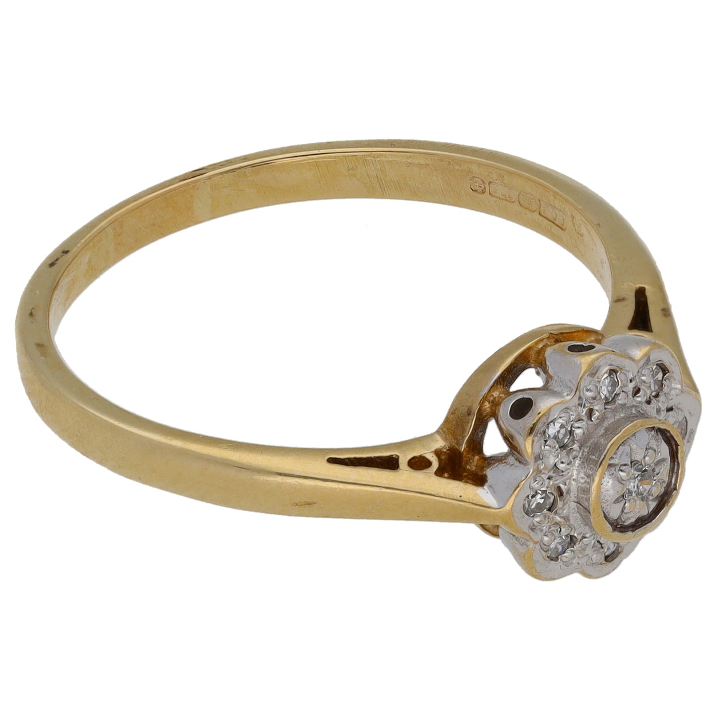 9ct Gold 0.045ct Diamond Cluster Ring Size Q