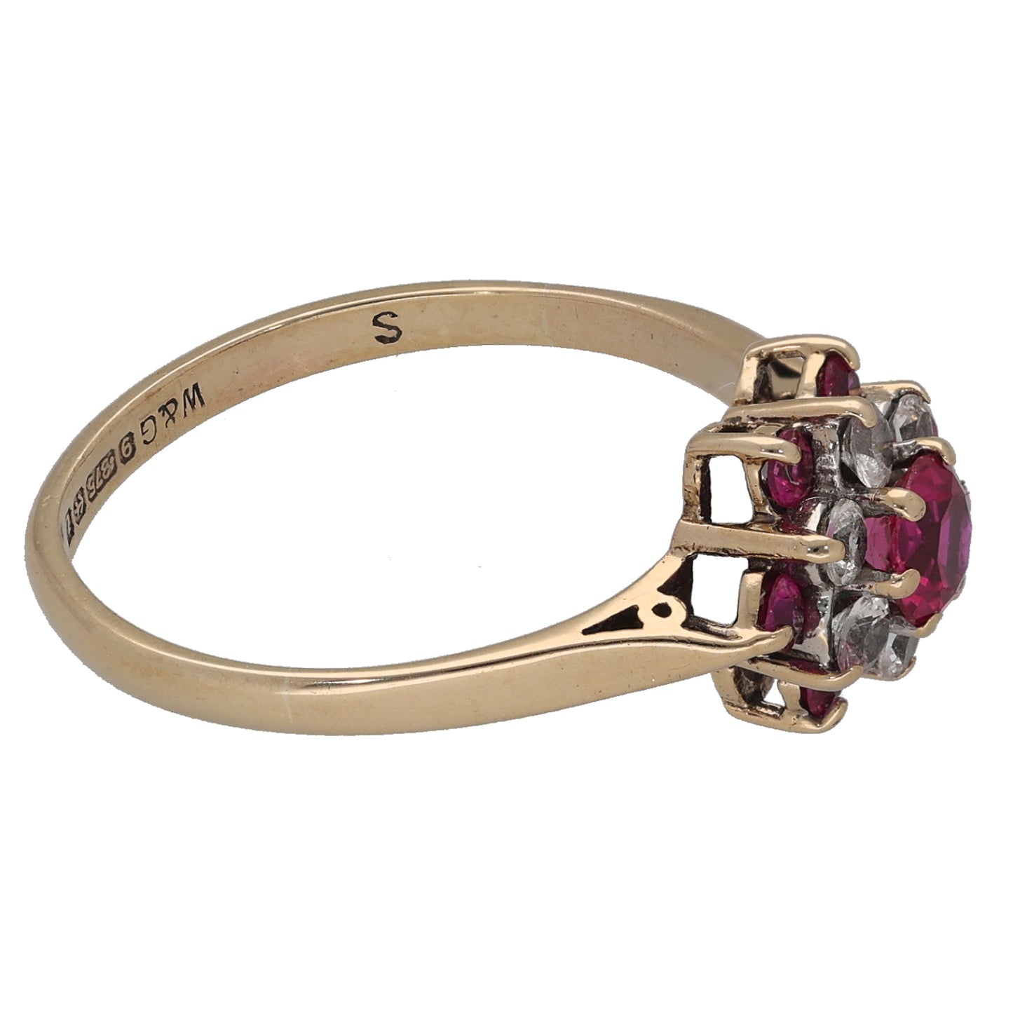 9ct Gold Imitation Gems Dress/Cocktail Ring Size O