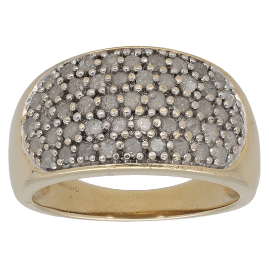 9ct Gold 1.00ct Diamond Dress/Cocktail Ring Size O