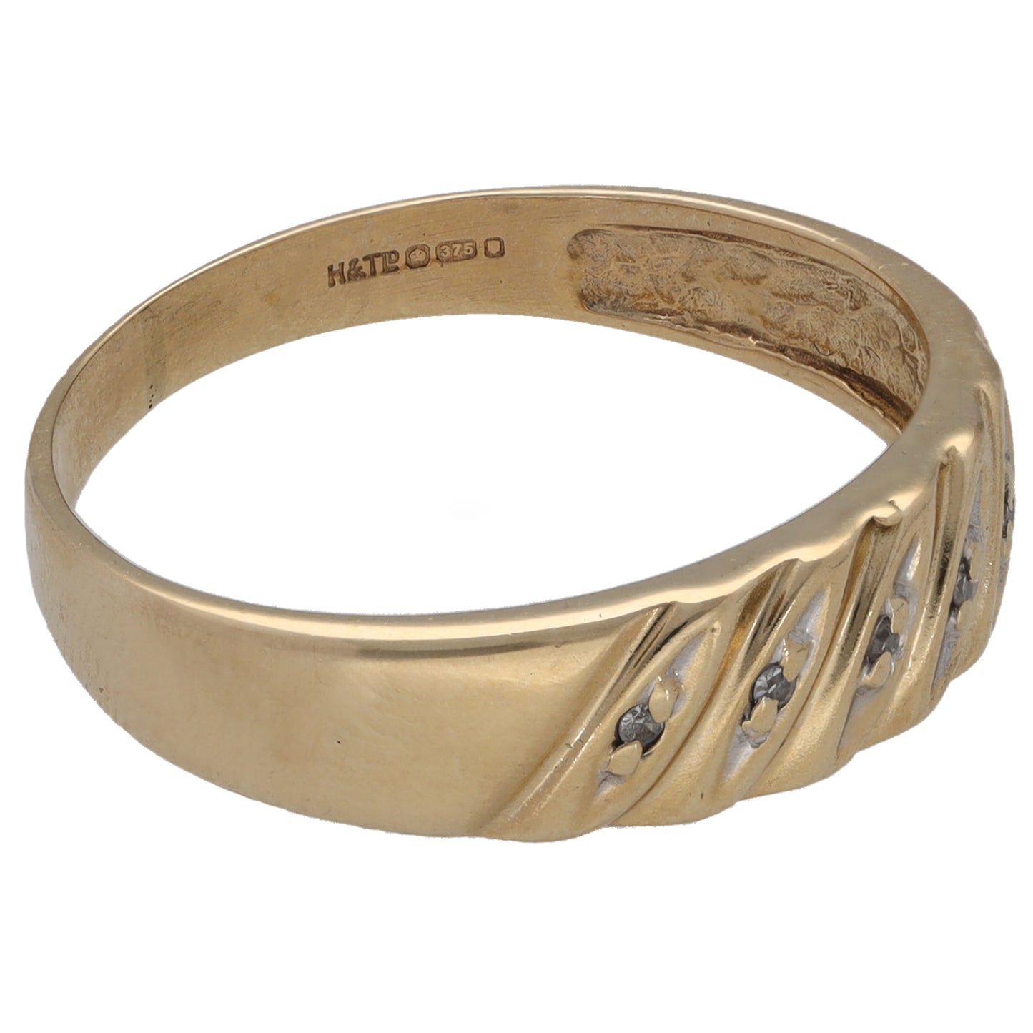 9ct Gold 0.06ct Diamond Half Eternity Ring Size P