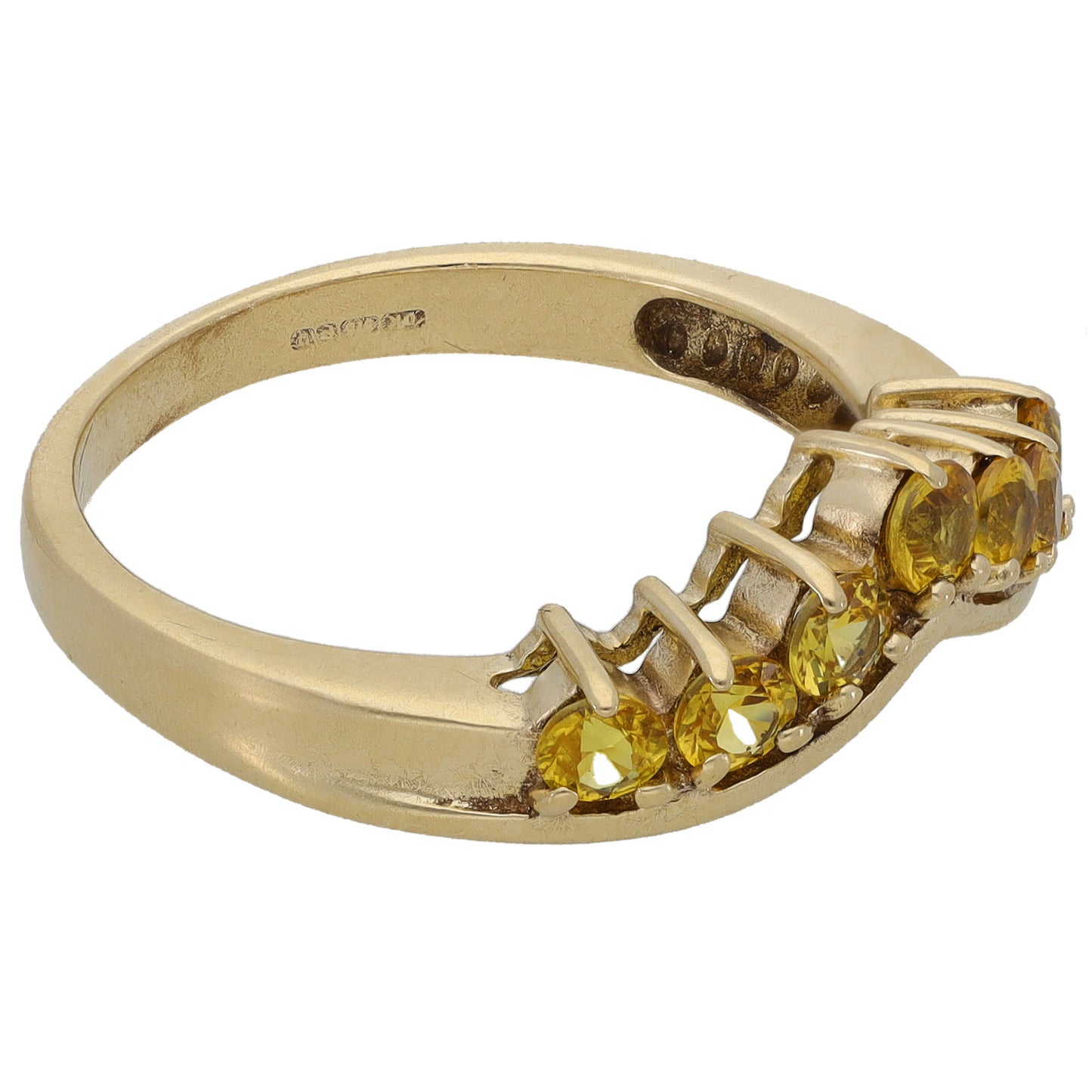 9ct Gold Sapphire Wishbone Ring Size N