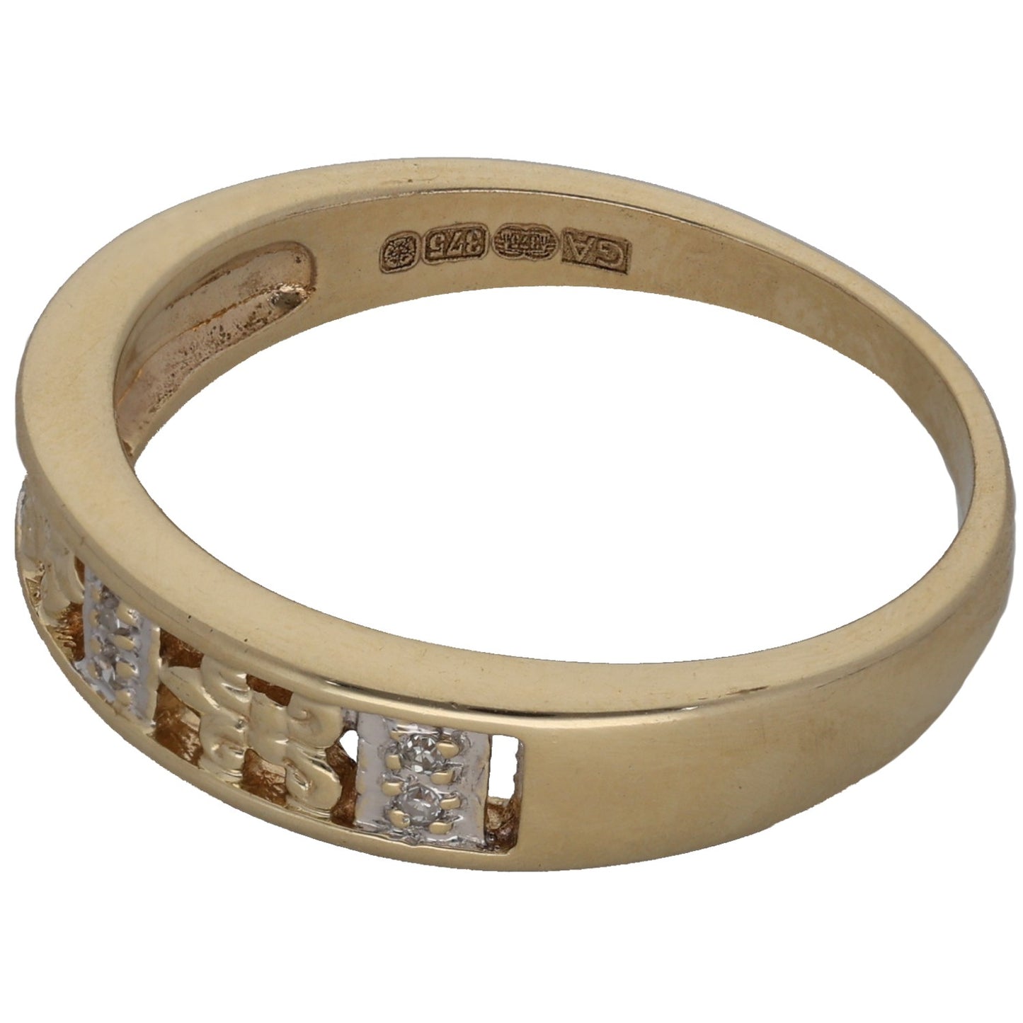 9ct Gold 0.03ct Diamond Alternative Ring Size Q