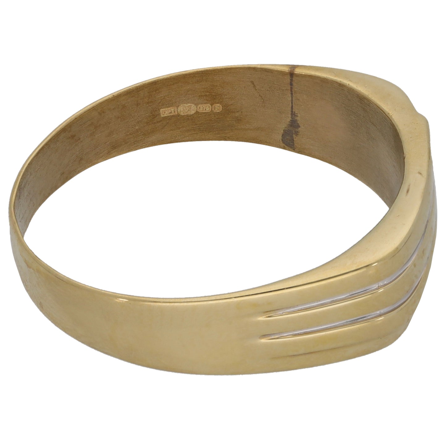 9ct Gold 0.01ct Diamond Patterned Signet Ring Size Y