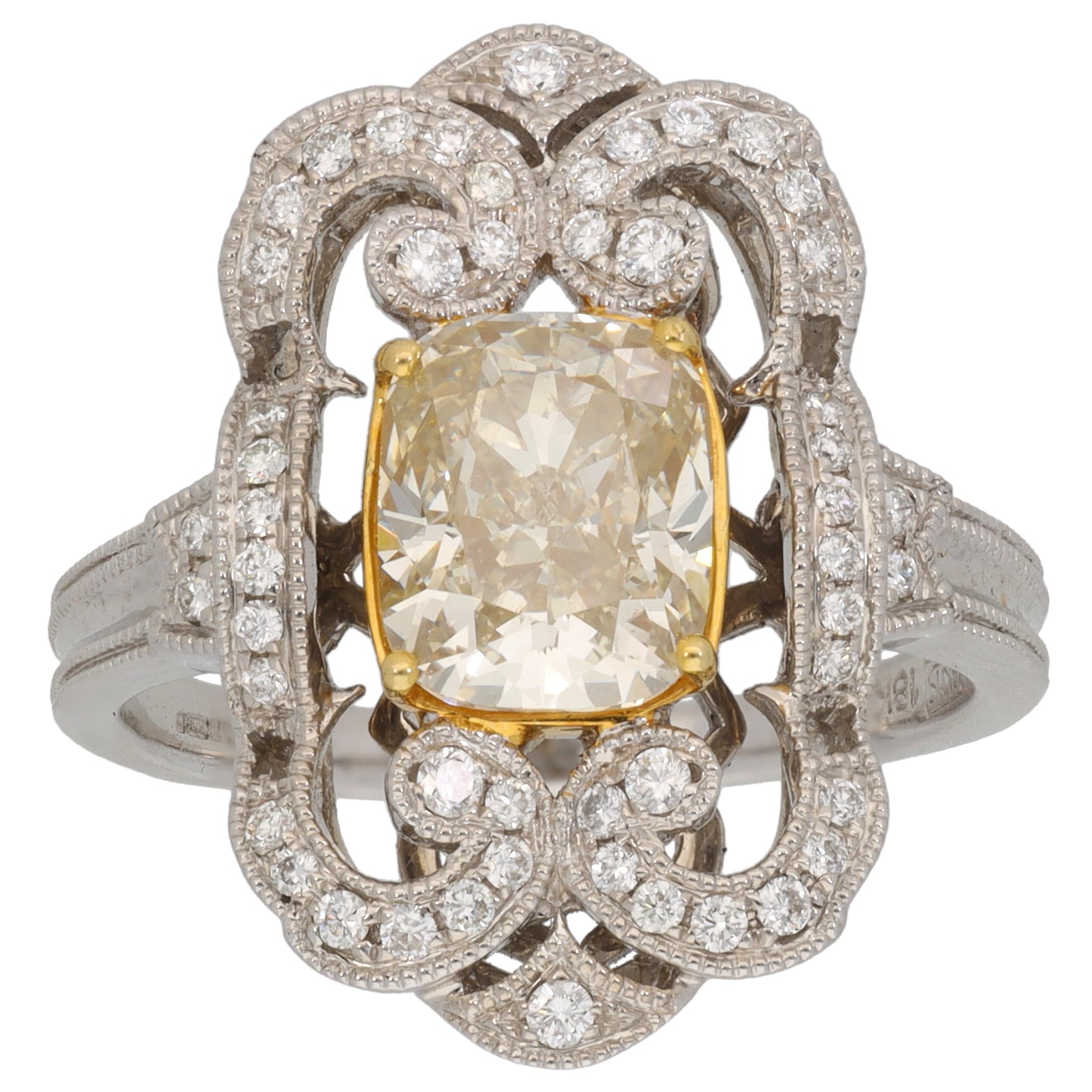 18ct Bicolour Gold 2.59ct Diamond Dress/Cocktail Ring Size O