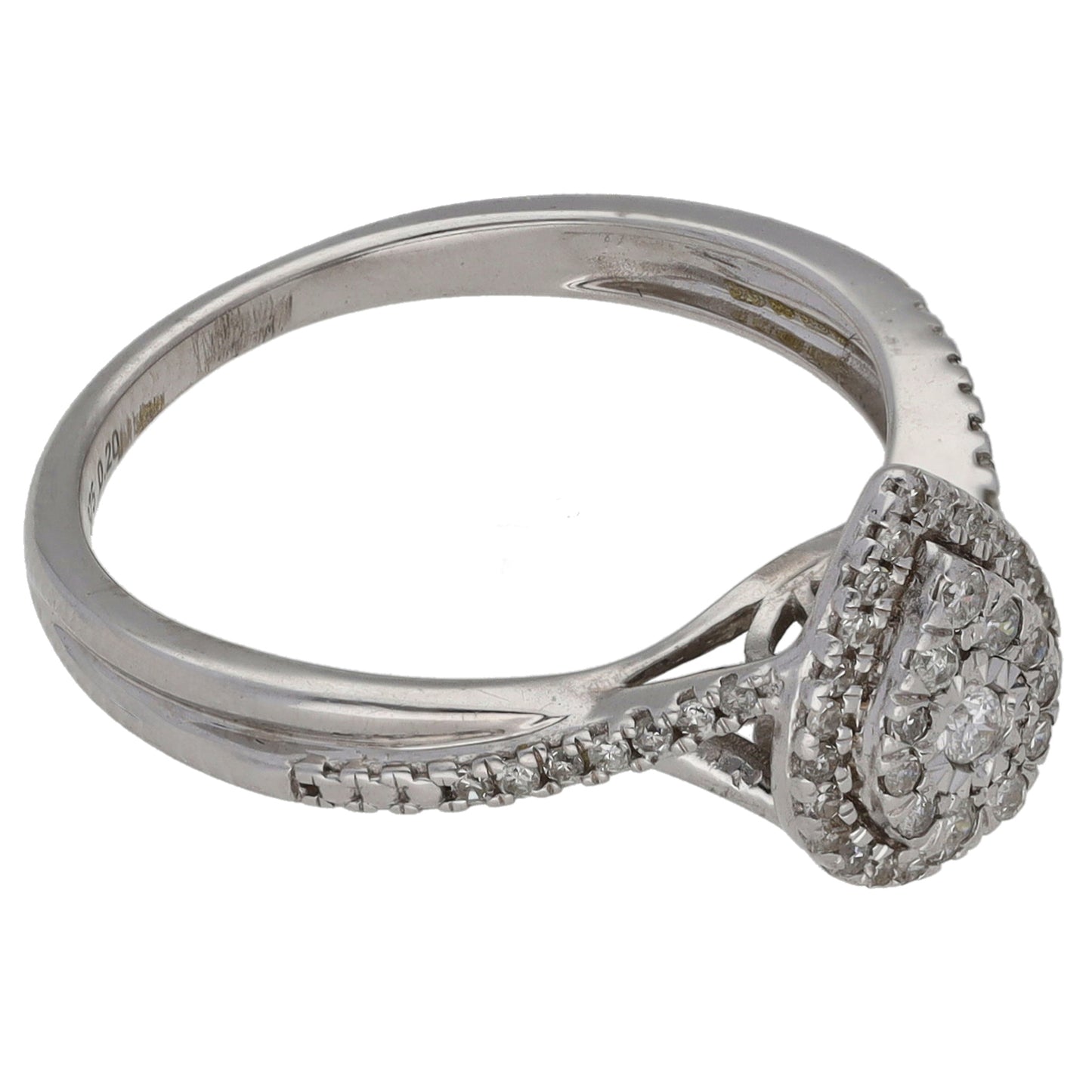 9ct White Gold 0.20ct Diamond Dress/Cocktail Ring Size L