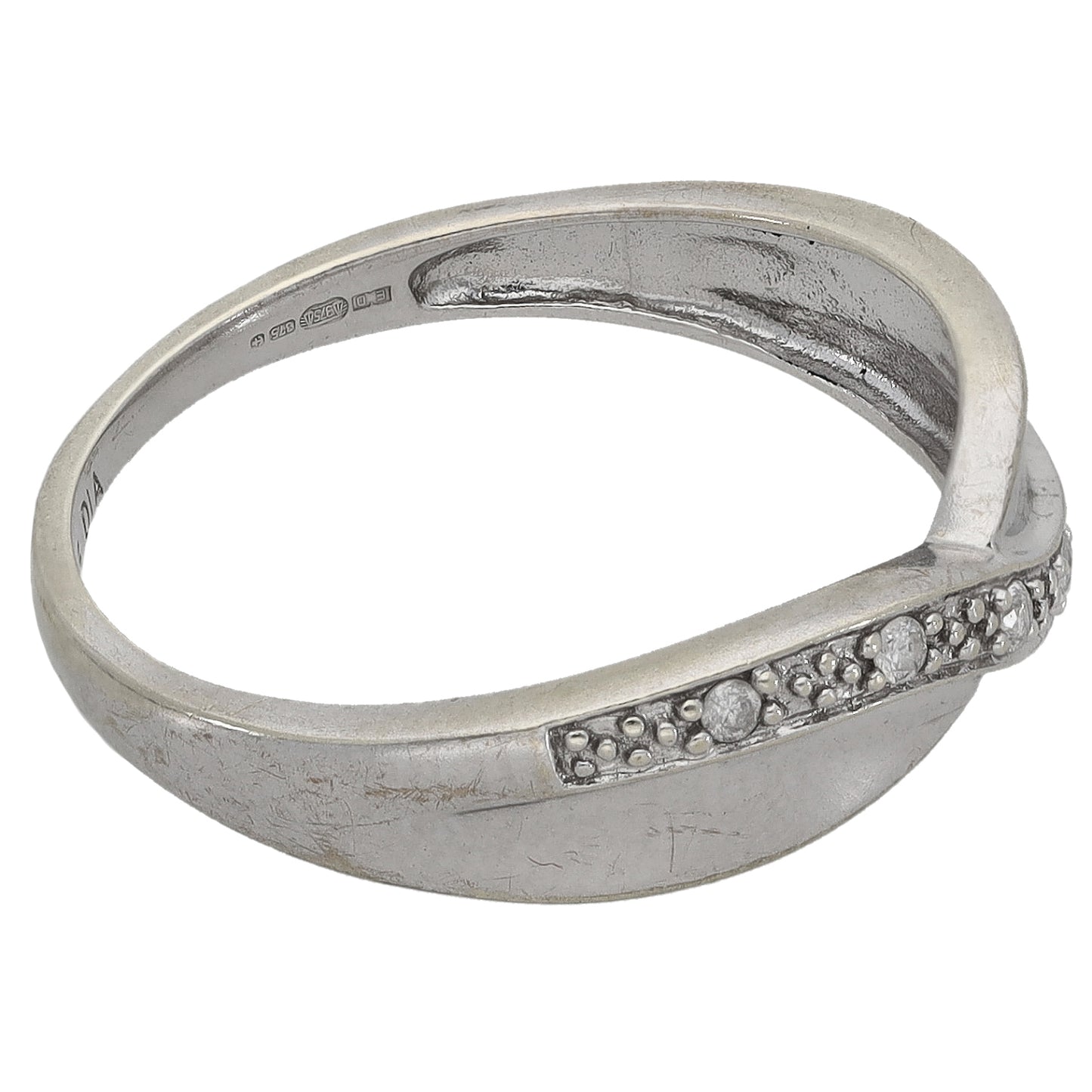 9ct White Gold 0.05ct Diamond Half Eternity Ring Size N