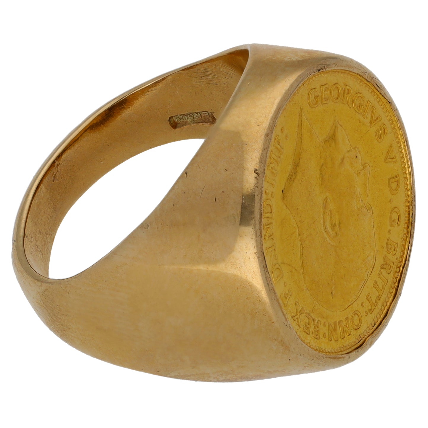 9ct Gold Half Sovereign Coin Ring Size R
