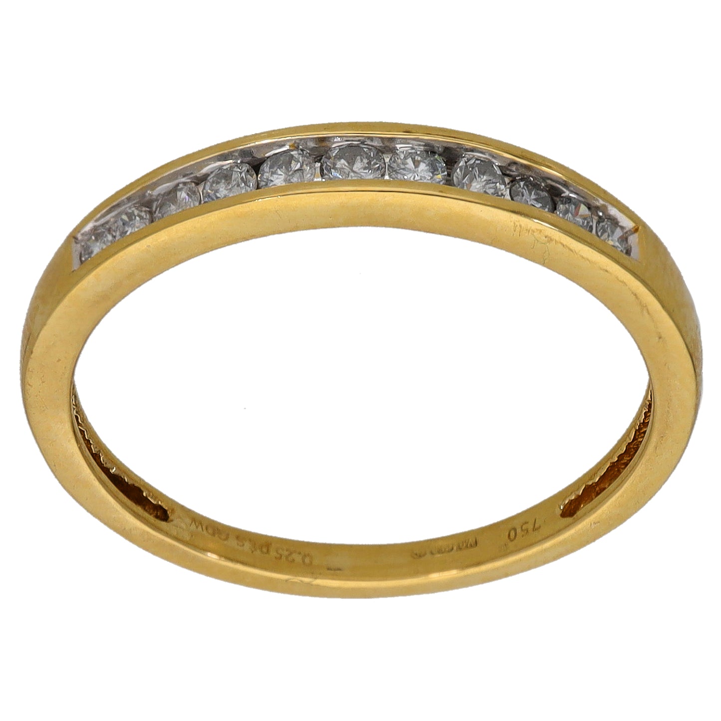 18ct Gold 0.25ct Diamond Half Eternity Ring Size Q