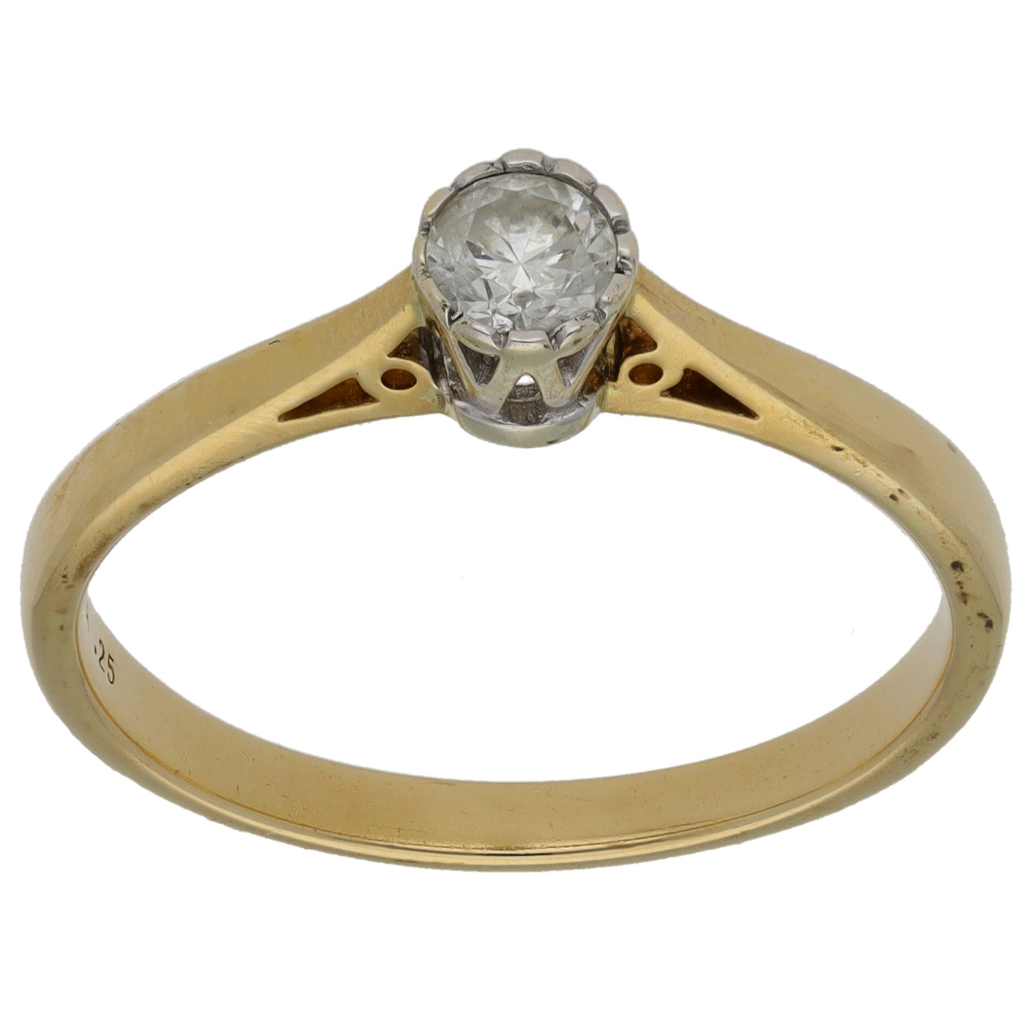 9ct Gold 0.25ct Diamond Solitaire Ring Size Q