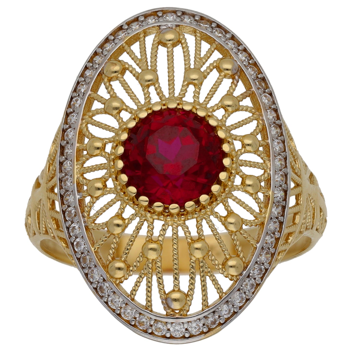 14ct Gold Imitation & Cubic Zirconia Dress/Cocktail Ring Size T